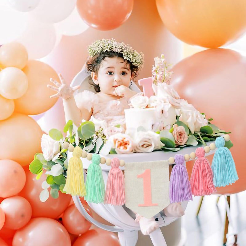 Ereniko Handmade Boho 1st Birthday High Chair Banner Party Decoration for Girl Baby Shower Wall Hangings Decorative for Kids Bedroom Purple - Image 3